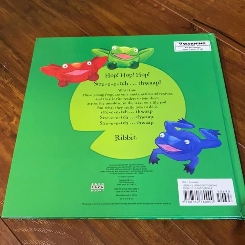 Three Stre-e-etchy Frogs Stretchies Interactive Book 3 Rubber Frogs HC